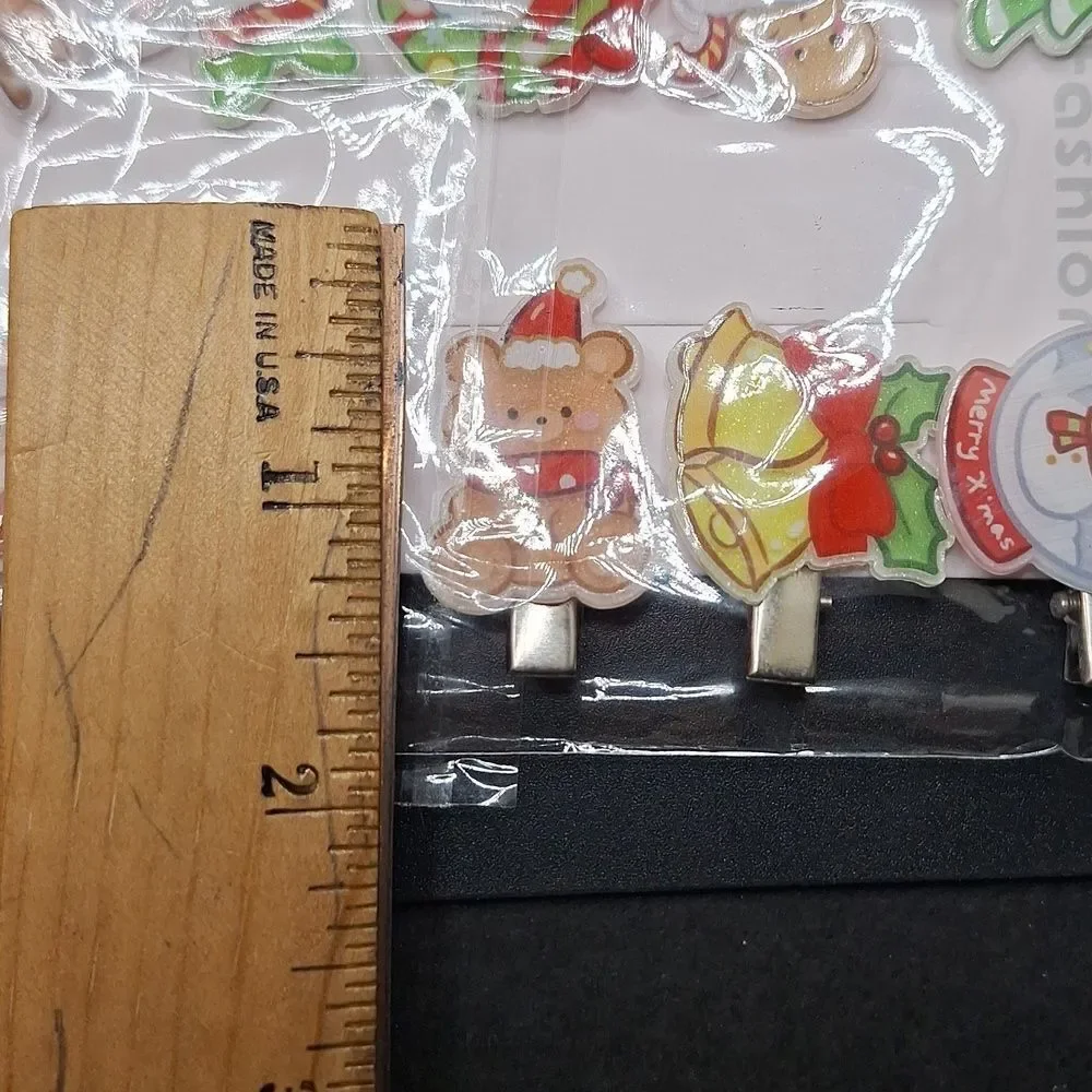 CHRISTMAS HAIR clips holiday season Santa Klaus snowman Stockings